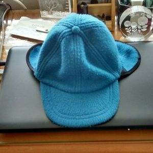 Blue Fleece Baseball Hat w/Ear Flaps